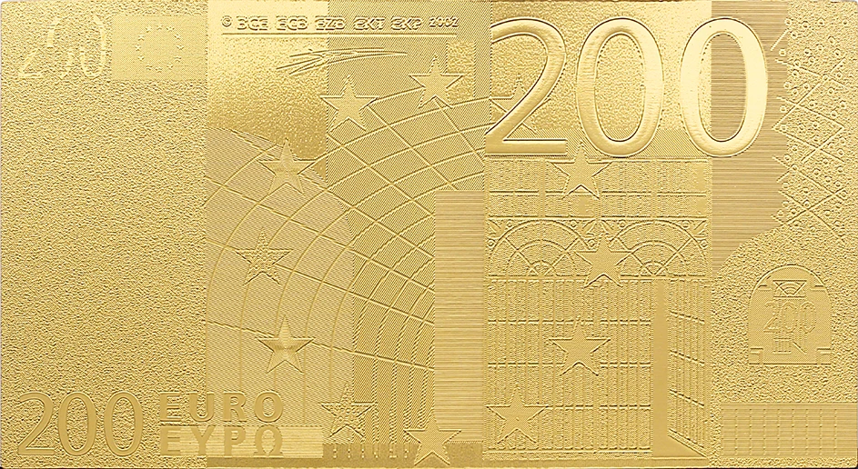 Памятная памятная банкнота 200 евро позолоченная 24-каратная Рождественская