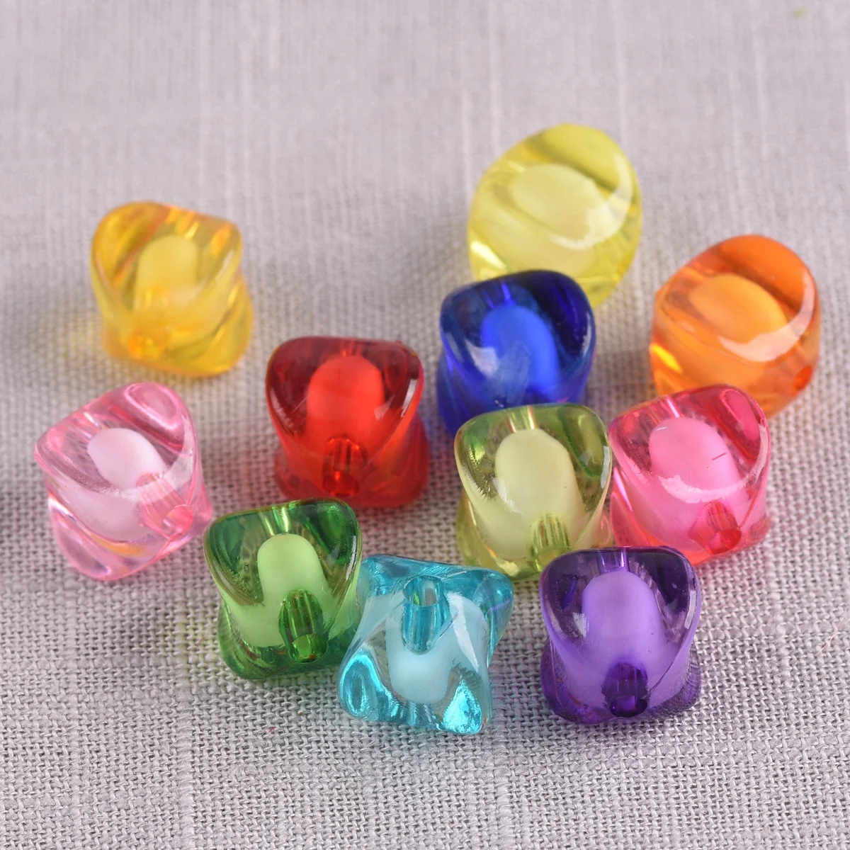 

50pcs Round Tetragon Colorful Acrylic Plastic Loose Beads Wholesale lot Crafts Findings for DIY Jewelry Making