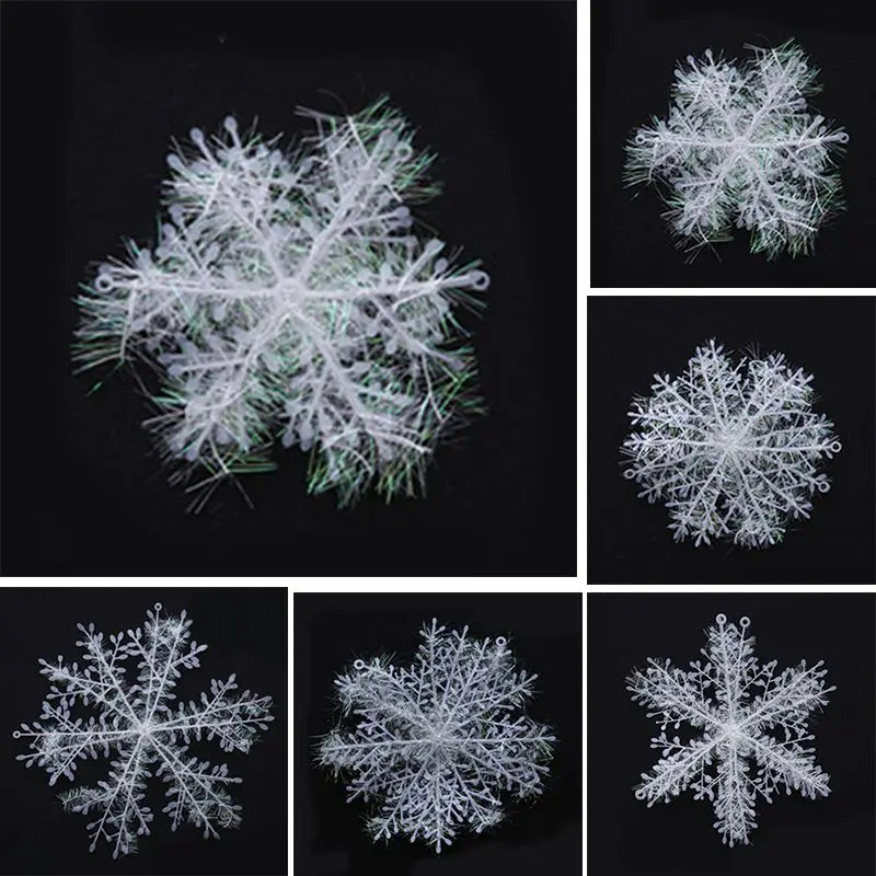 Christmas Display Window Artificial Snow Decoration Snowflake String Xmas Party Romantic Wedding Double Side Sticker SnowflakeCM