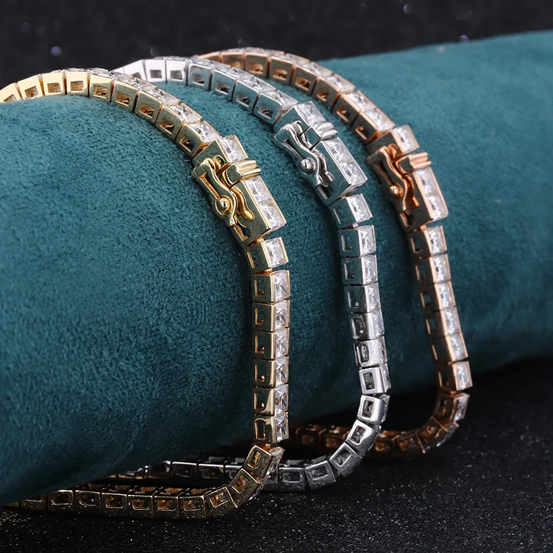 Браслет для тенниса под заказ розовое золото 14 к размер 3x3 мм браслет принцессы