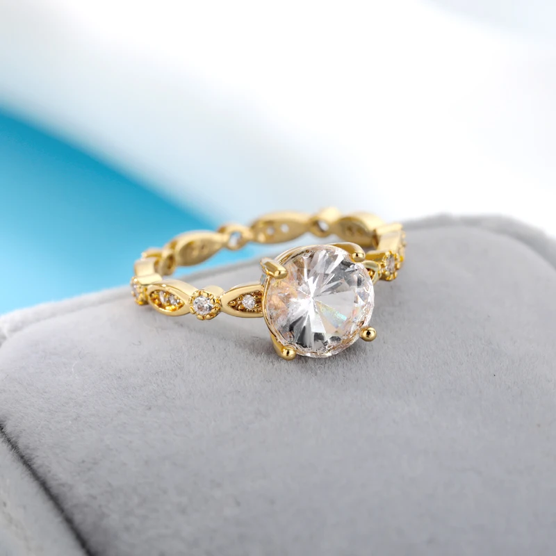 Большой Циркон Кольца для женщин и девушек Цвет золотистый серебристый