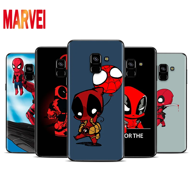 

Cute Cartoon Deadpool Soft TPU For Samsung Galaxy A8 A9 A7 A750 A6 A5 A3 A6S A8S Star Plus 2016 2017 2018 Black Phone Case