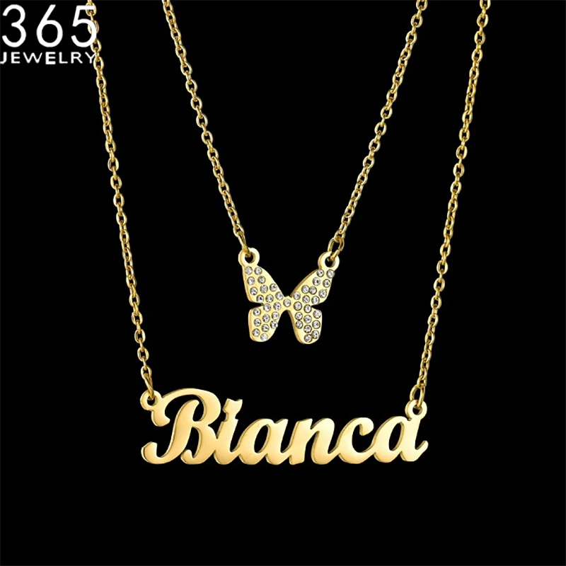 

2021 Custom Zirkon Personality Necklace Collier Namplate Necklaces Kristal Necklaces Personalized Jewelrys Collares DropShip