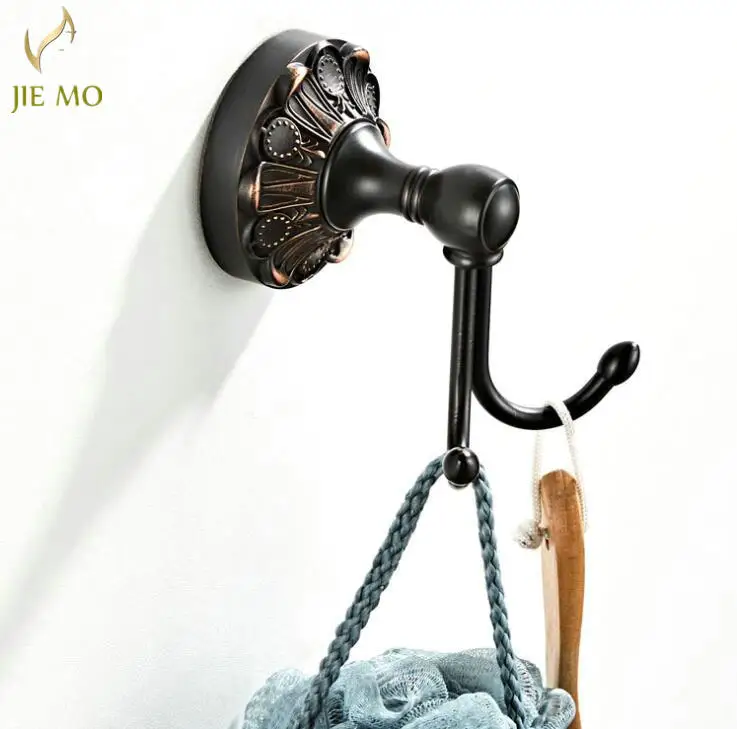 Черные крючки для халата латунная вешалка полотенец и пальто дверной настенный