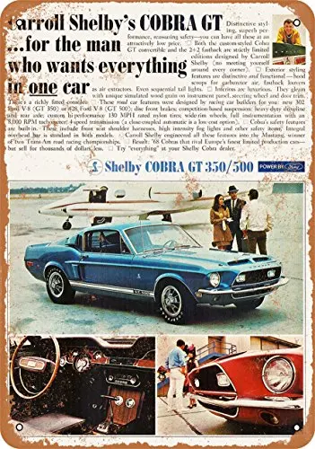 

Metal Sign - 1968 Ford Mustang Shelby Cobra GT 350/500 - Vintage Look Wall Decor for Cafe beer Bar Decoration Crafts