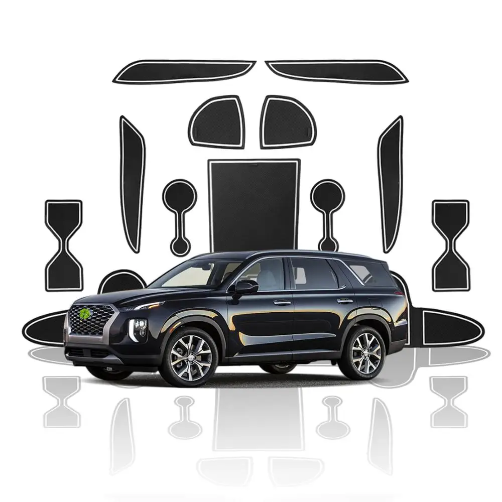 

RUIYA автомобильные двери паз ворота Слот коврики Palisade 2020 авто интерьер нескользящие пыленепроницаемые чашки прокладки хранения аксессуары ...