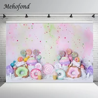 mehofond sweet candy donuts shop backdrop lollipop ice cream baby cake smash birthday photography background graffiti wall decor