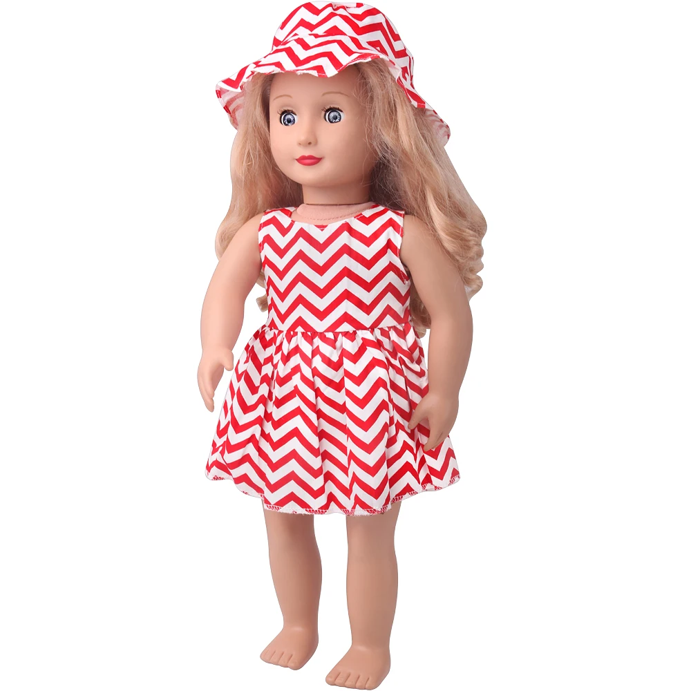 18-дюймовая американская кукла одежда для девочек летнее красное волнистое
