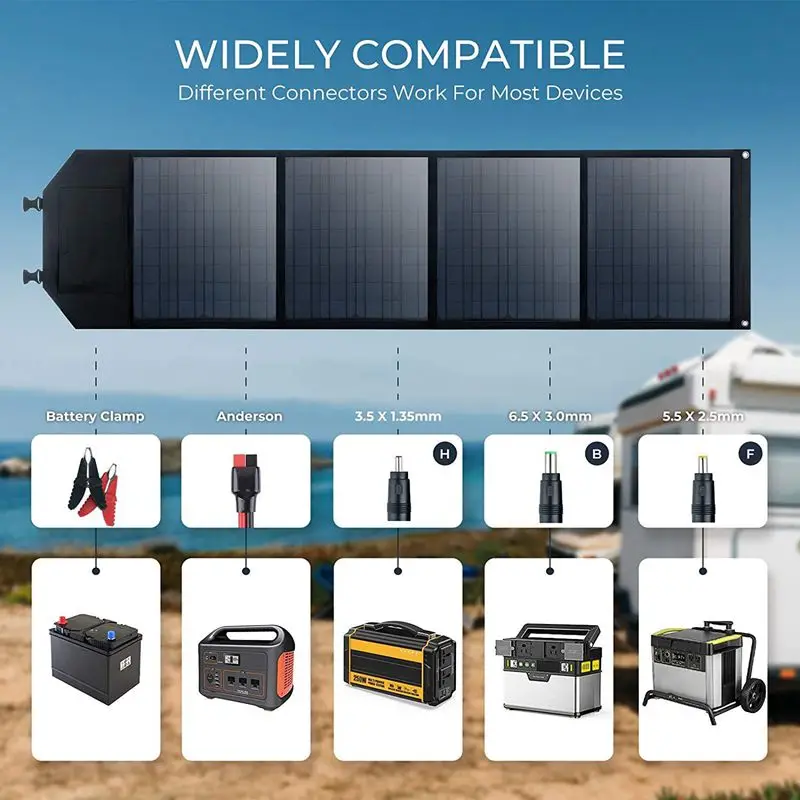 Складная солнечная панель 80 Вт батарея портативная Водонепроницаемая USB 5 В/18 в