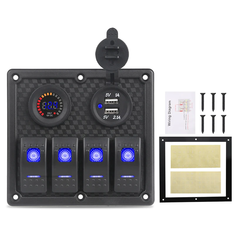 Автомобильный лодочный кулисный выключатель цифровой вольтметр зарядное