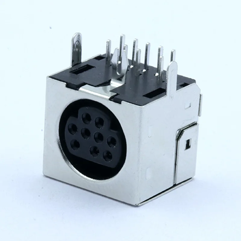 

100PCS MDC/S Terminal Mini PS2 Power Socket MINI DIN 9P Metallic Housing Female Socket Bent needle Half-Package Shield