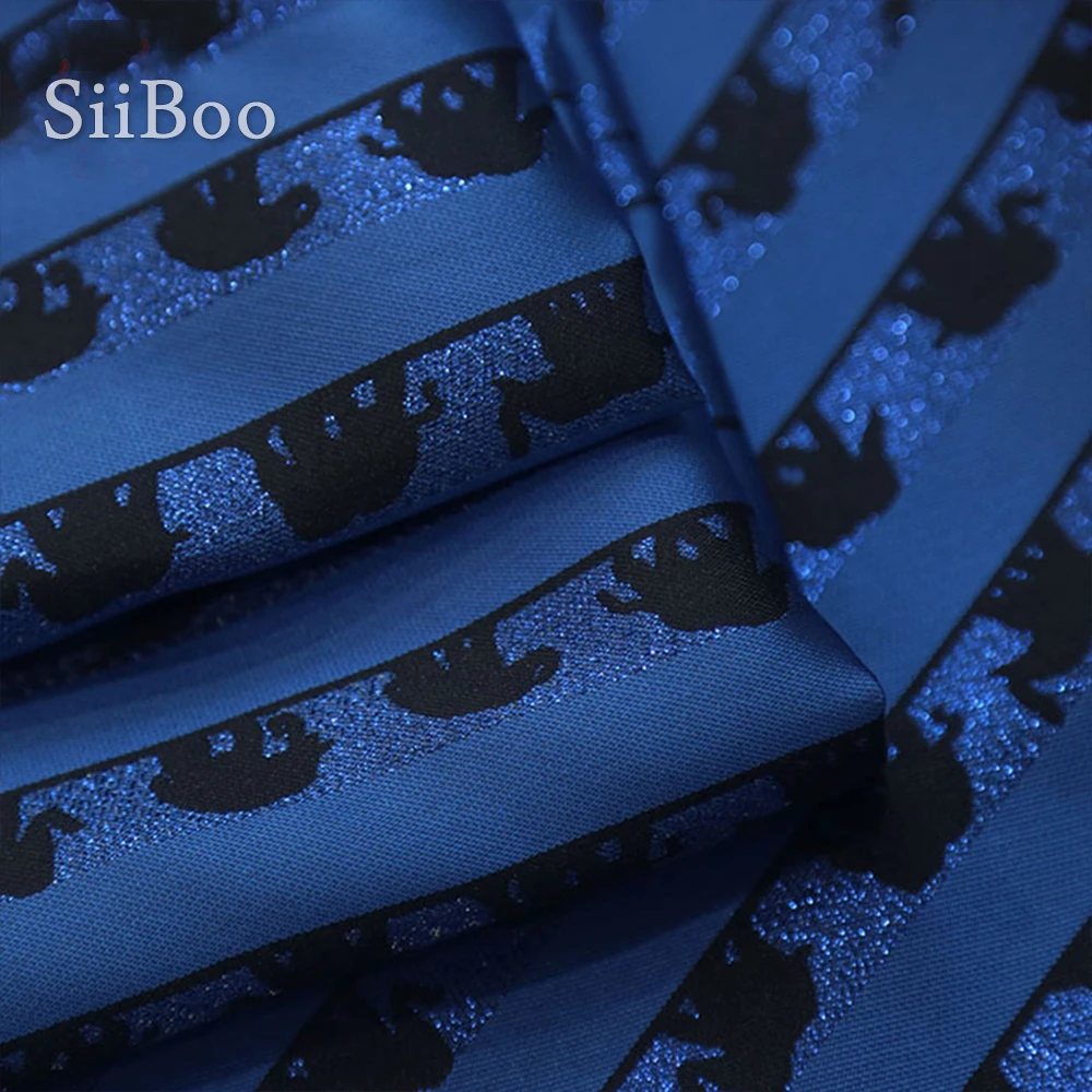 Американский стиль роскошное Королевское синее с черным принтом слона ткань для