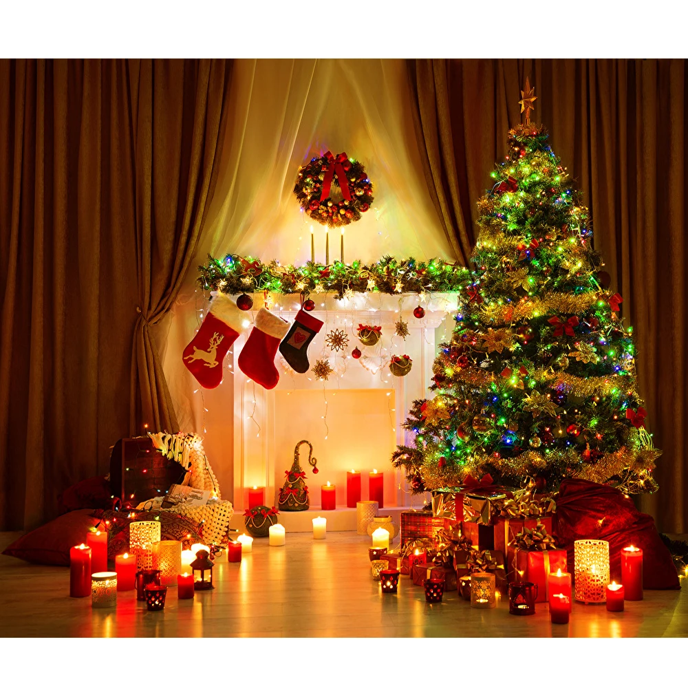 С Рождеством теплый семейный светильник дерево на заказ гобелен искусство