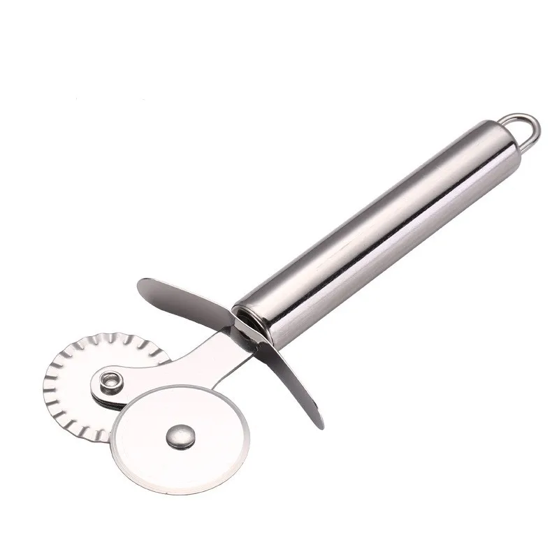 JJYY113700003 4YANG Stainless Steel Pizza Cutter Double Roller Pizza Knife Cutter Pastry Pasta Dough Crimper Kitchen Pizza Tools - Цвет: JJYY113700003