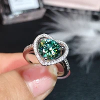 925 silver created green blue moissanit gemstone wedding adjustable ring for women men fashion jewelry dropshipping