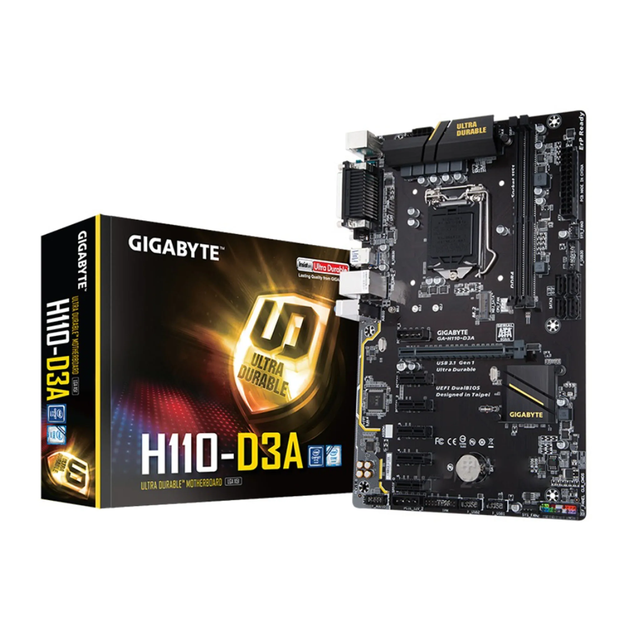 

FOR GIGABYTE GA-H110-D3A 32GB DDR4 LGA1151 ATX Desktop Gaming Motherboard