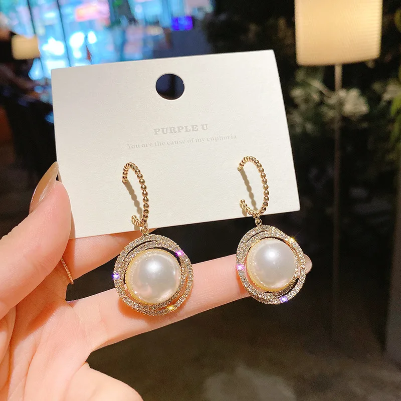 

Wholesale Sterling Silvers Post Circle Ear Studs Women's Pearl Earrings Dropshipping Jewelry Gift