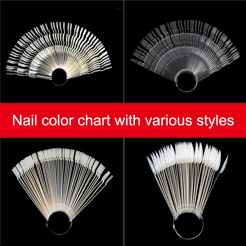 

White Nail Art Color Display False Nail Art Practice Board Tips Stick Foldable Nail Polish Color Chart Display