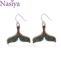 colored fish tail new earrings 925 sterling silver drop earrings for women party fine jewelry inlaid zircon women gift wholesale