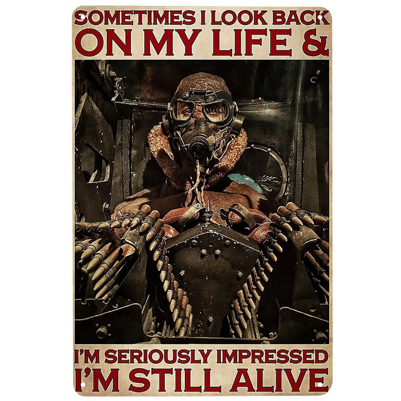 

Aircraft Gunner printed Vintage Metal Signs Retro Tin Signs Funny Poster Decor for Bar Pub Club Decoration for Living Room Home