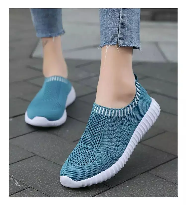 

Кроссовки женские легкие без шнуровки, модная прогулочная обувь, плоская подошва, дышащие удобные Сникерсы для бега