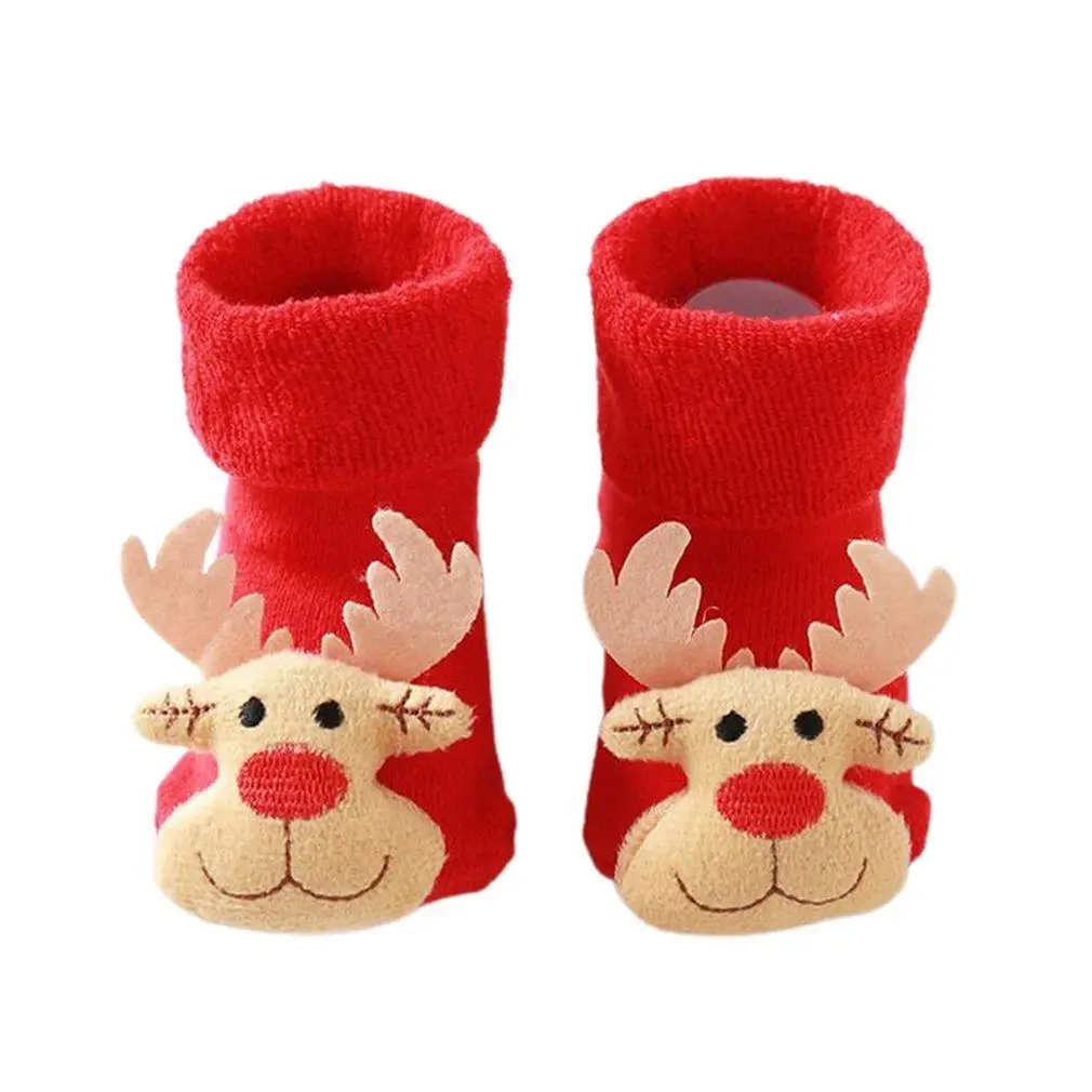 

Рождественские тематические детские хлопковые Мультяшные жаккардовые носки красные рождественские детские носки осень-зима впитывающие ...