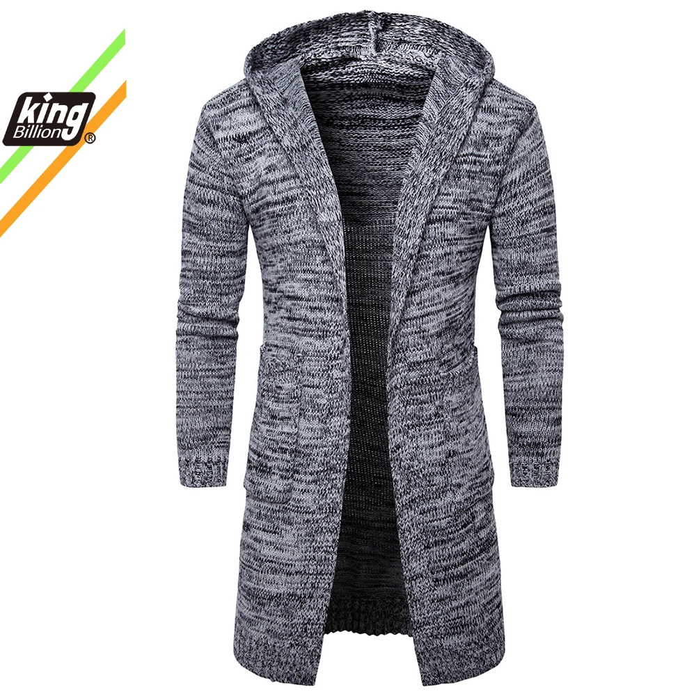 Кардиган мужской однобортный вязаный свитер без пуговиц с воротником стойкой