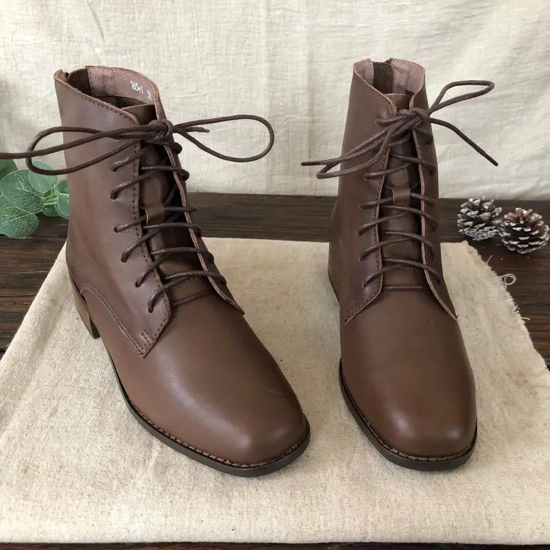 

on leather literature and art simple boots women's thick heel square head soft sole comfortable antiskid