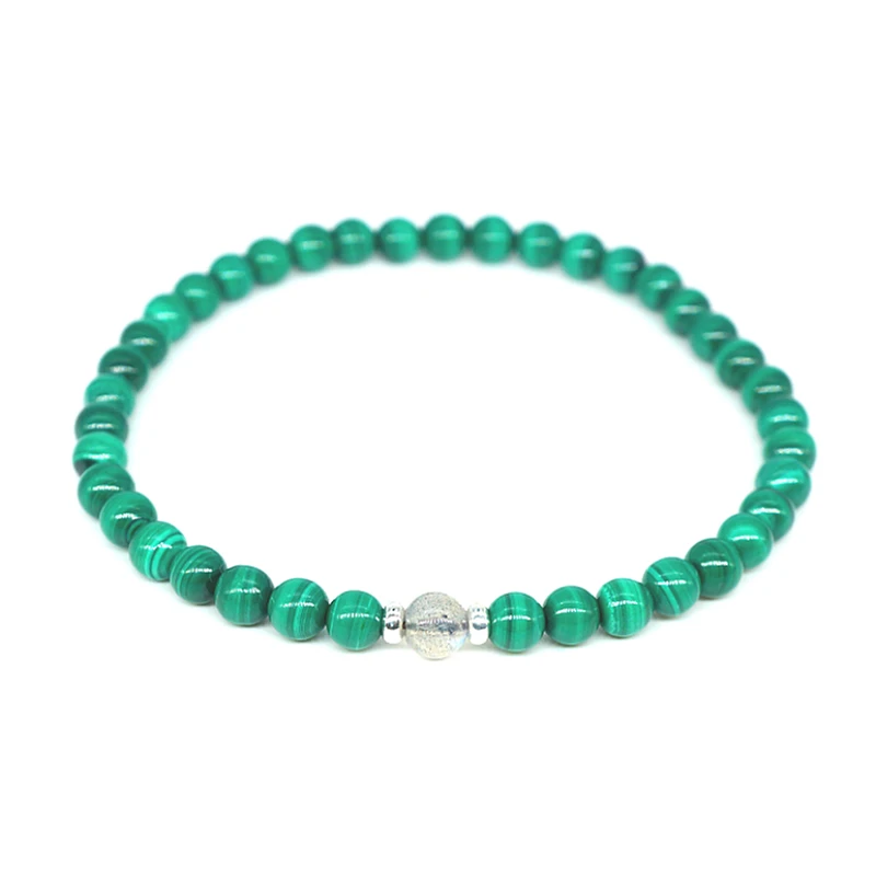 Lii Ji настоящий малахитовый лабрадорит растянутый браслет из стерлингового