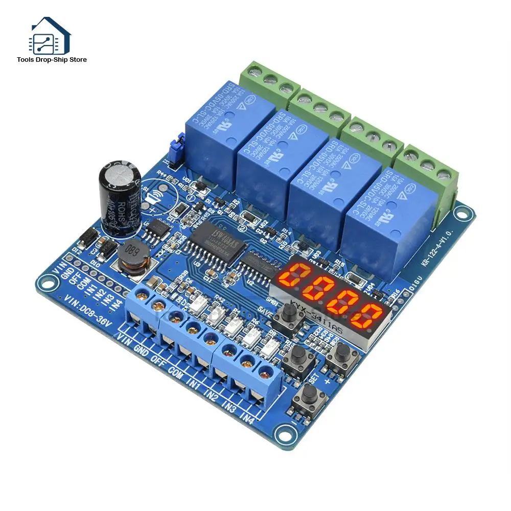 

DC 8V To 36V 4 Channel Four Way Multifunction Relay Module Wide Voltage Supply Module with Optocoupler Industrial Grade 12V 24V