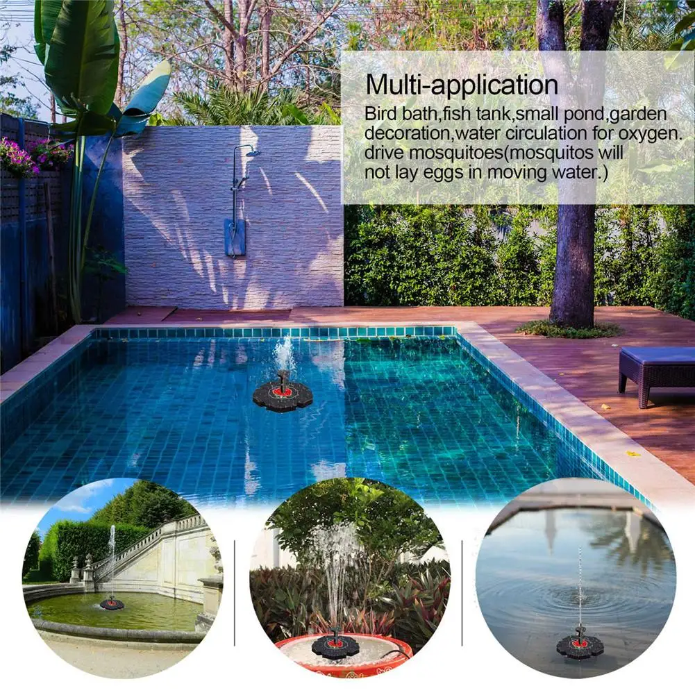 Насос солнечной энергии 210л/ч фонтан водопад птица ванна сад бассейн открытый