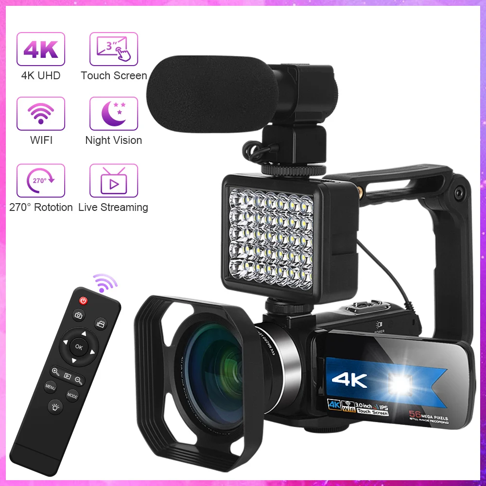 

KOMERY Camcorder Video Cameras Digital Vlogging Camera for YouTube Recorder Ultra HD 3.0Inch 56MP WiFi IR Night Vision Camera