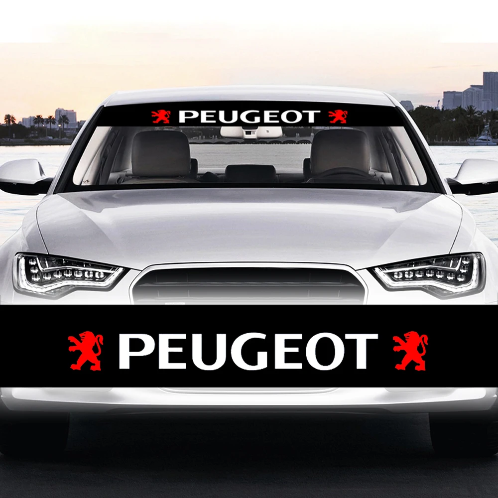 

Car Front And Rear Windshield Banner Sticker Vinyl Decal Decoration For Peugeot 206 207 301 307 308 406 407 408 508 2008 3008