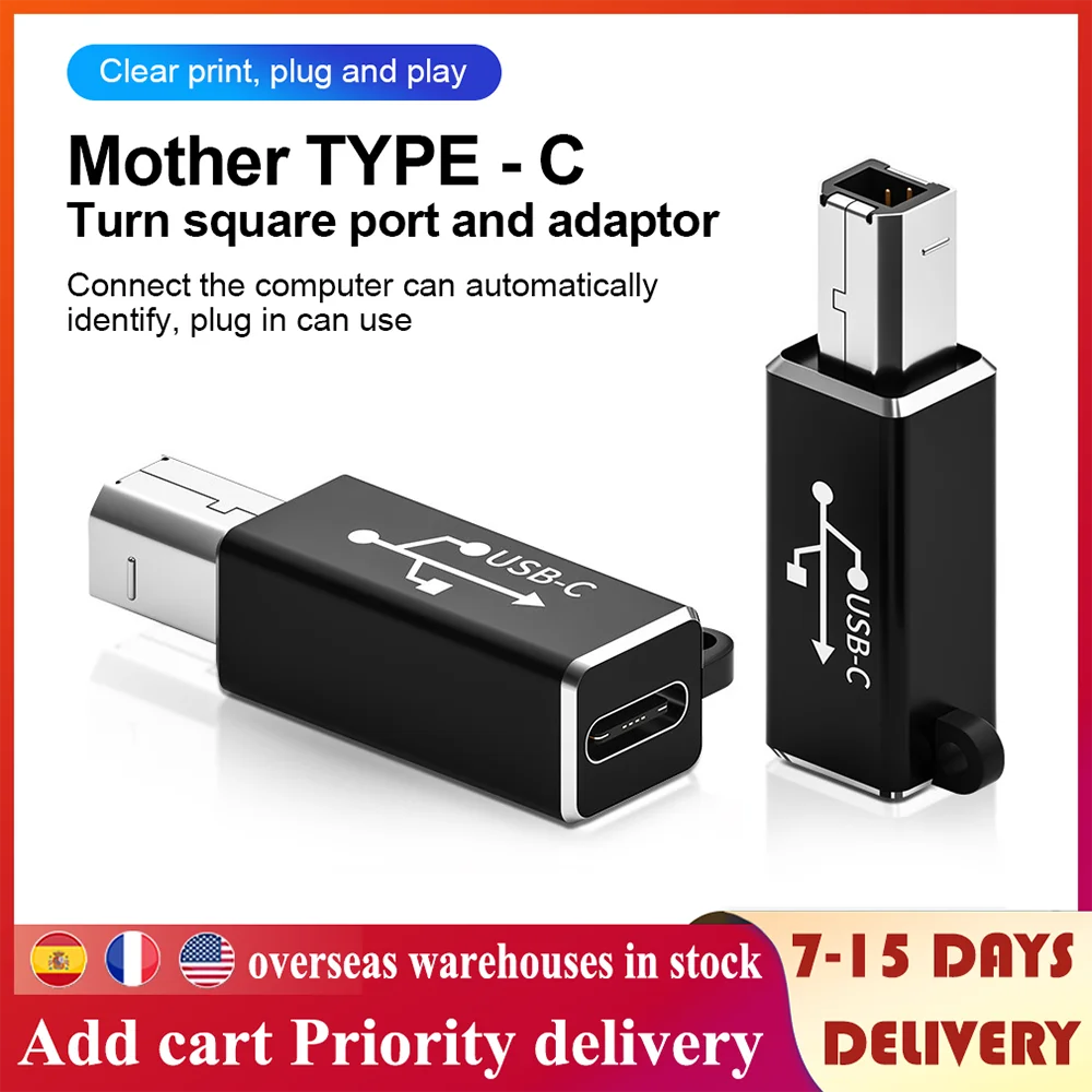 

USB-C printer cable for USB-C equipped laptop PC to USB Type B scanner printer server fax machine hard drive camera piano