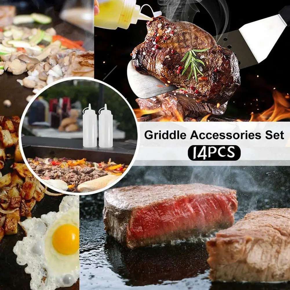 

14pcs Steel Stainless Barbecue Grilling Spatula Utensil Camping Outdoor Cooking Household Tools