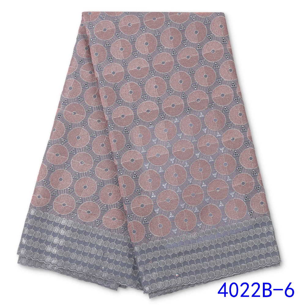 

New African Lace Fabric Swiss Voile Lace for Wedding High Quality Embroidered Cotton Lace Fabric For Man 4022B-2