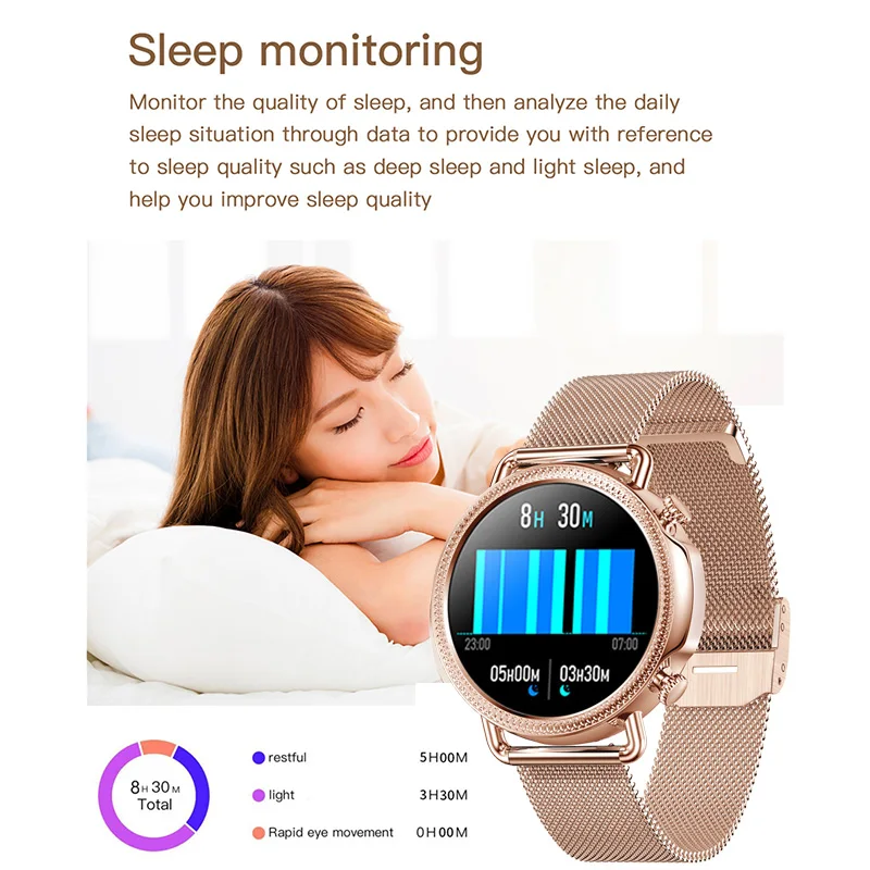 2021 new fashion smart watch womens physiological heart rate sleep monitoring for android ios weather display women smartwatch free global shipping