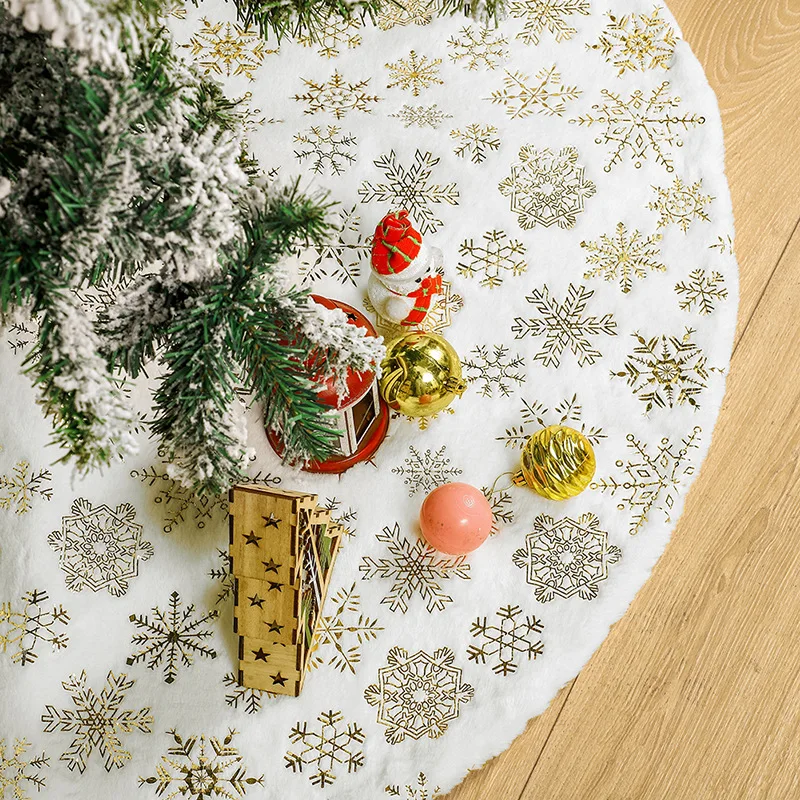 

White Christmas Tree Skirt Snowflake Sequins Carpet Base Floor Mat Cover Decor New Year Xmas Christmas Decorations for Home