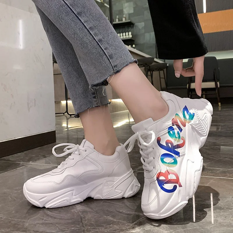 

Женские кроссовки на толстой подошве, повседневные дышащие кроссовки с плюшевой подкладкой, на шнуровке, разные цвета, размер 35-41, 2021