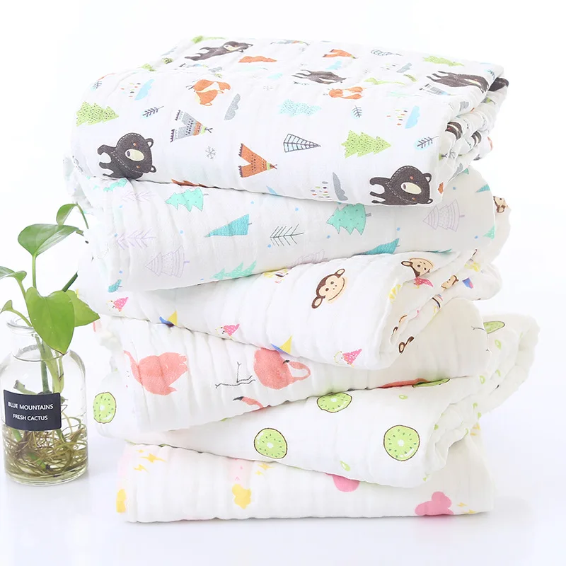 Детское одеяло из муслиновой ткани впитывающее Хлопковое с шестью слоями