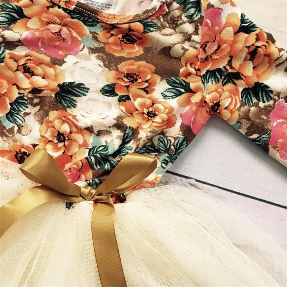 Детское кружевное платье с цветочным принтом в стиле пэчворк | Детская одежда и