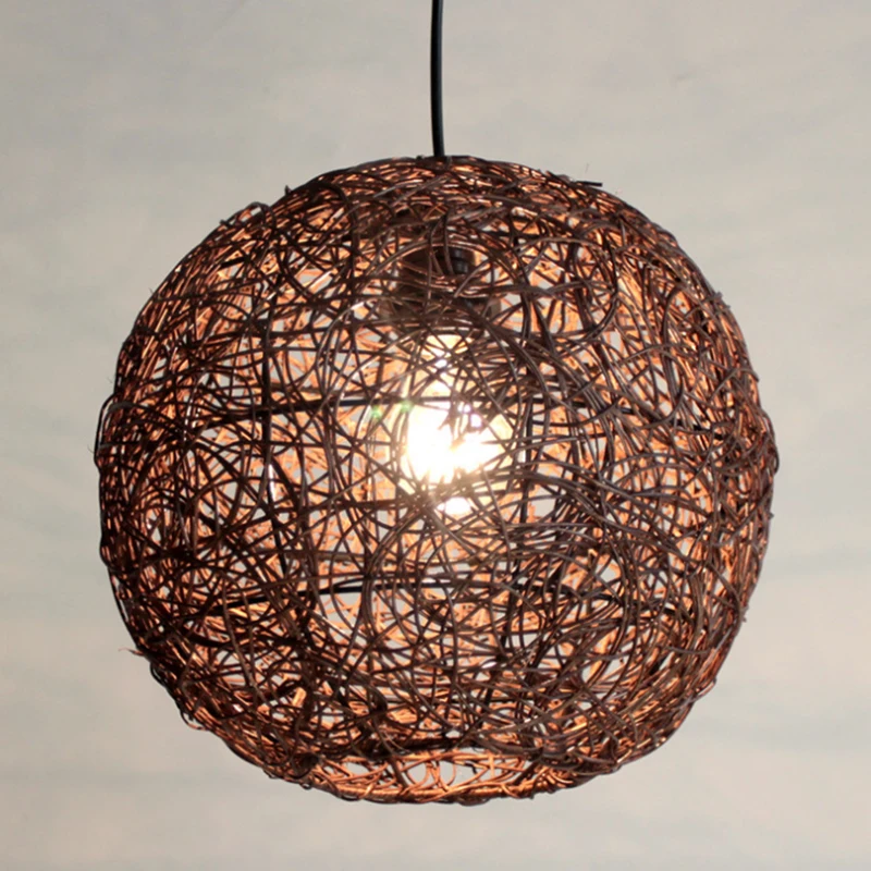 Ретро Круглый ротанг ручная работа одна осветительная головка люстра Юго