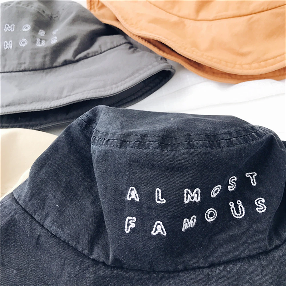 GOUTER ALMOST FAMOUS Letter Embroidery Bucket Hats for Women Men Washable Cotton Panama Fishing Hat Hip Hop Cap | Аксессуары для