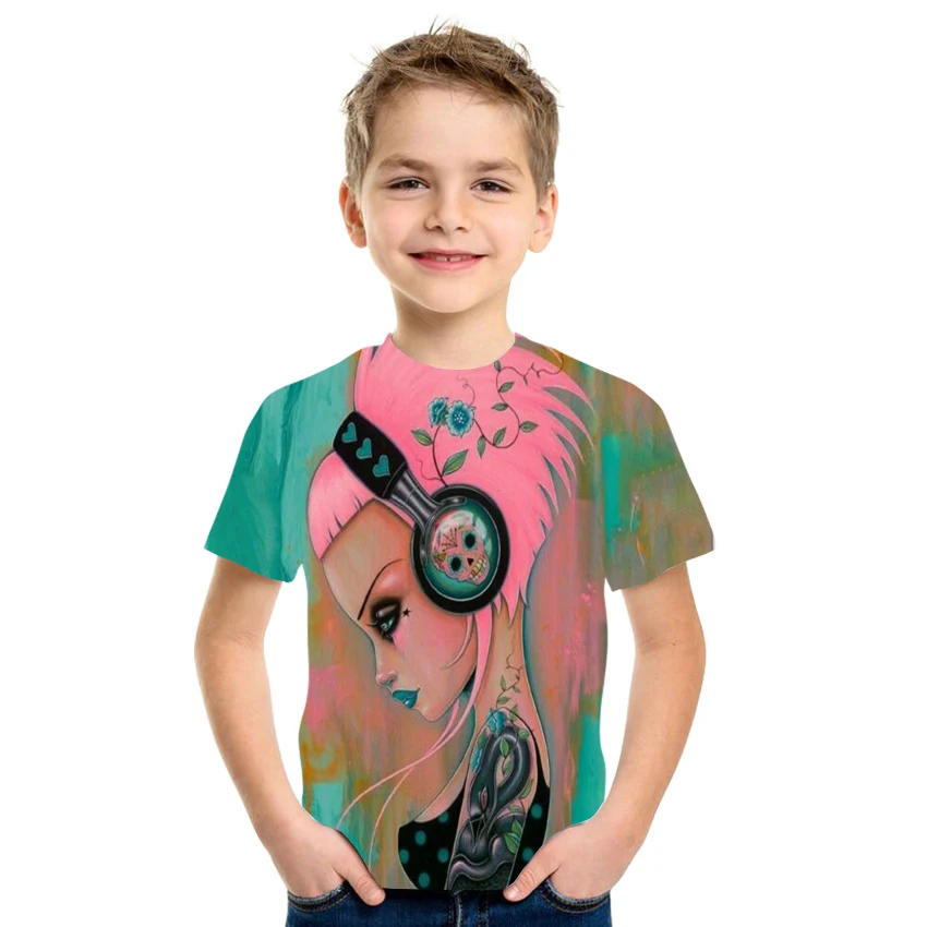 

Boys And Girls Fashion T-Shirt Casual 3d Cartoon Character Print 2021 Youth Personality Cute Short-Sleeved Top