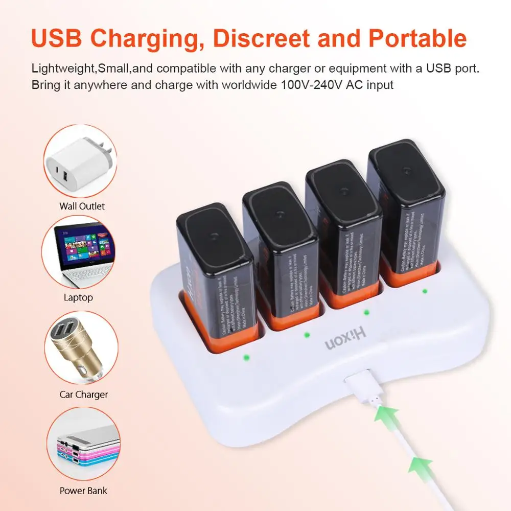 9 в защищенный 850 мАч литий ионный аккумулятор и зарядное устройство для дымовой