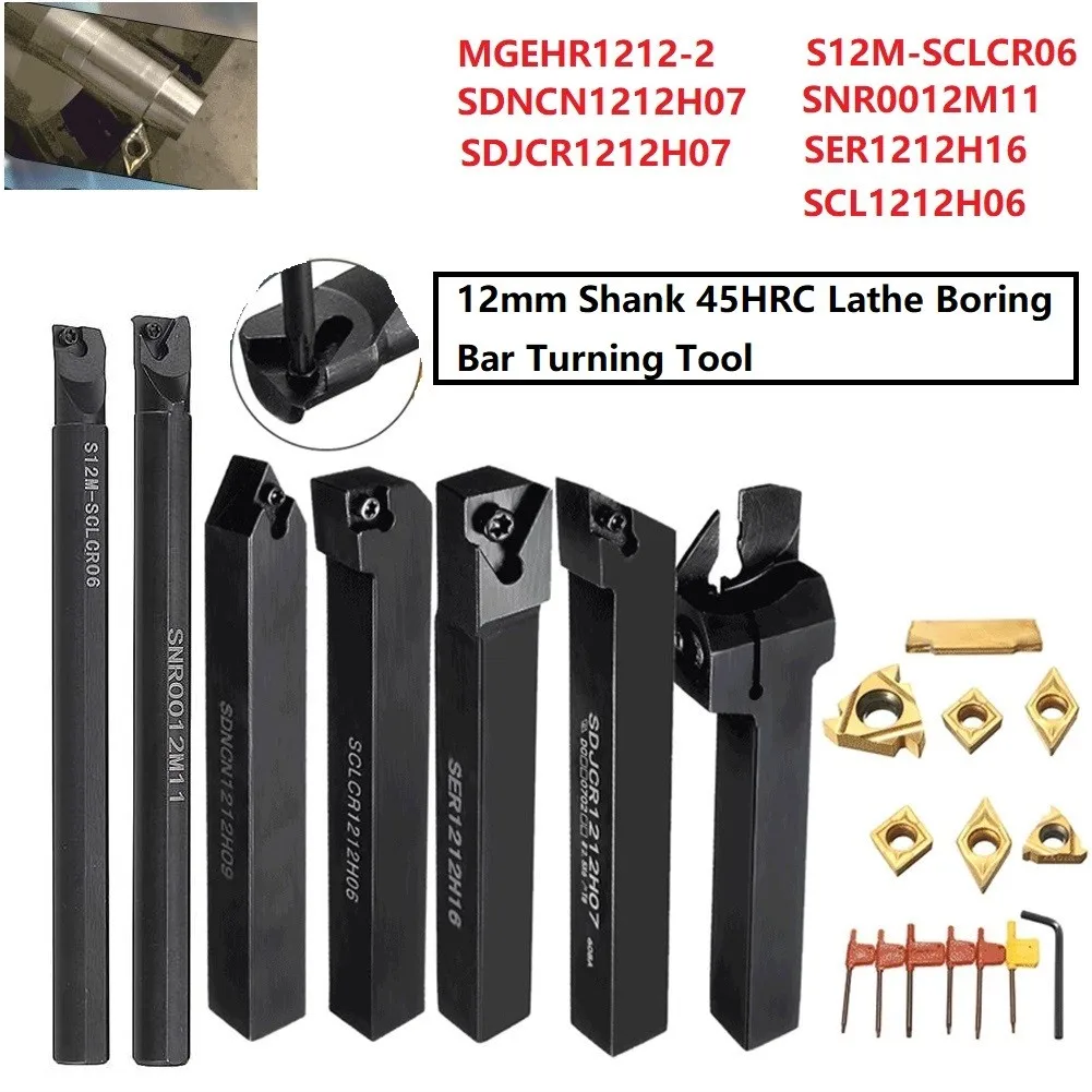 

21X 12mm Shank 45HRC Lathe Boring Bar TurningTool Holder Set WithCarbide Inserts For Semi-finishing And Finishing Operations