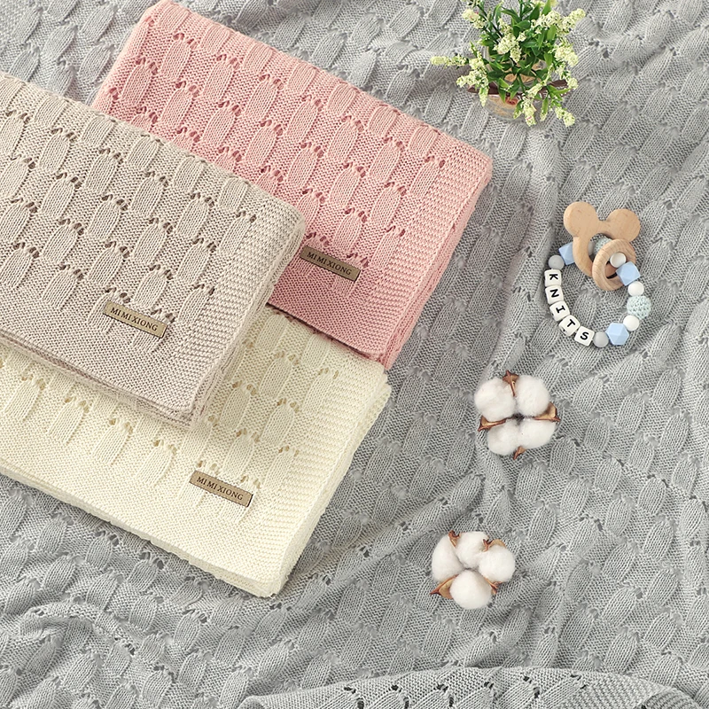 

Baby Blankets Newborn 100%Cotton Knitted Infant Boys Girls Stroller Swaddle Wrap Super Soft Toddler Kids Bedding Blankets 100*80