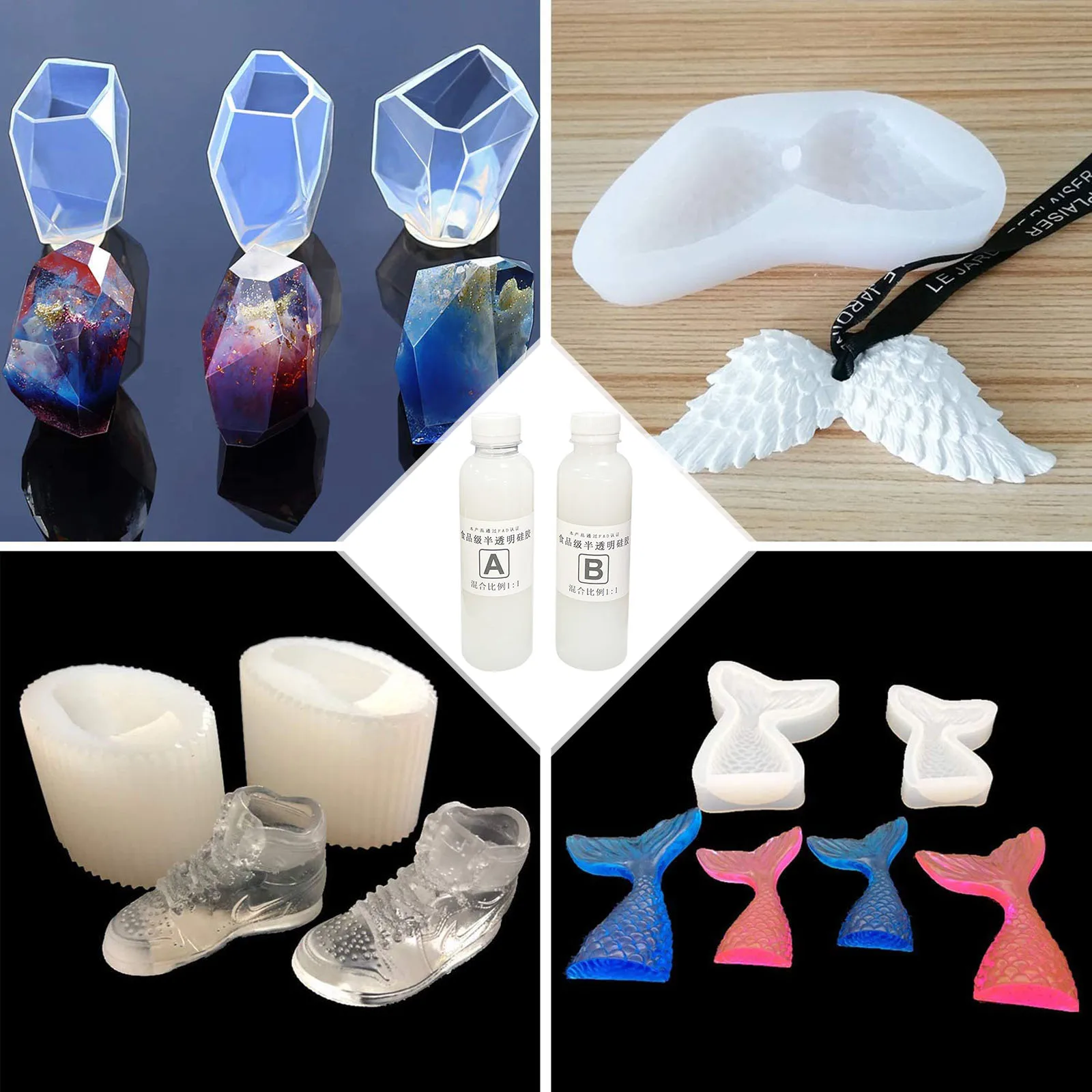 Набор силиконовых форм прозрачный силиконовый каучук жидкий каучук-1:1 для смолы