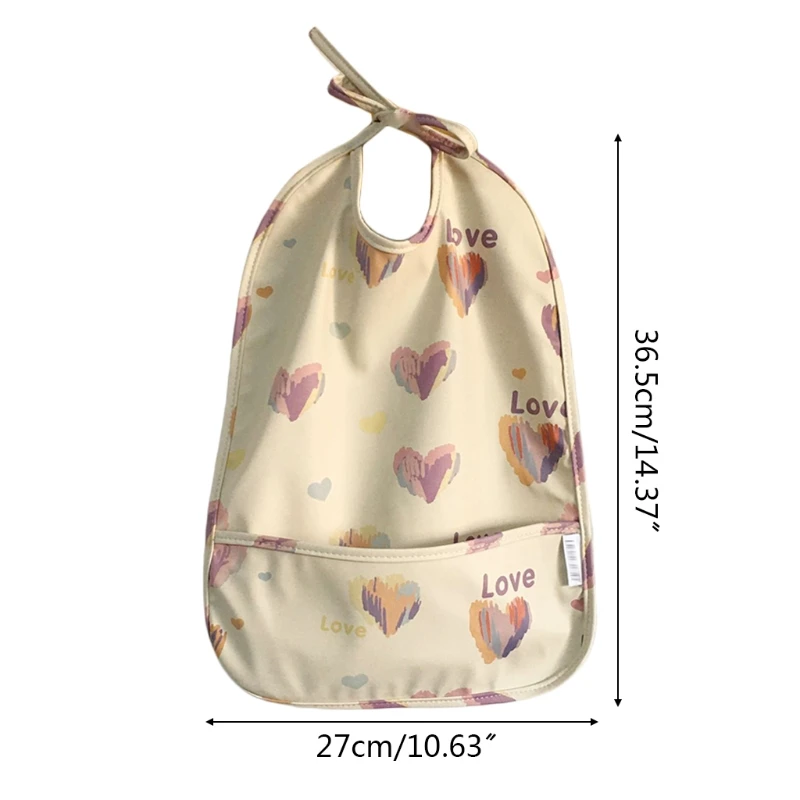 

L5YF Cartoon Printed Waterproof Bib with Pocket Baby Feeding Apron Smock Burp Cloth