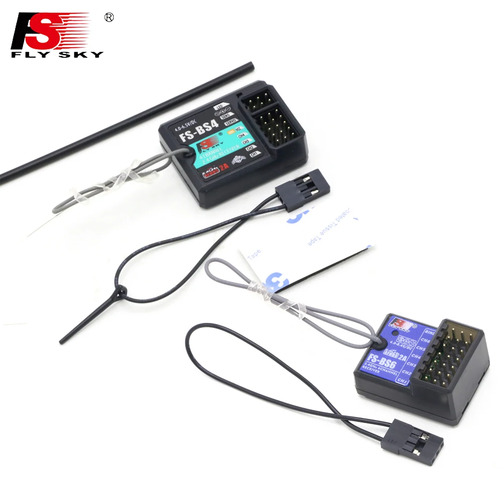 Приемник Flysky FS-BS6/FS-BS4 4,0-8,4 V 6CH/4CH AFHDS 2A GFSK с системой стабилизации гироскопа, совместим с FS-IT4S/FS-GT5